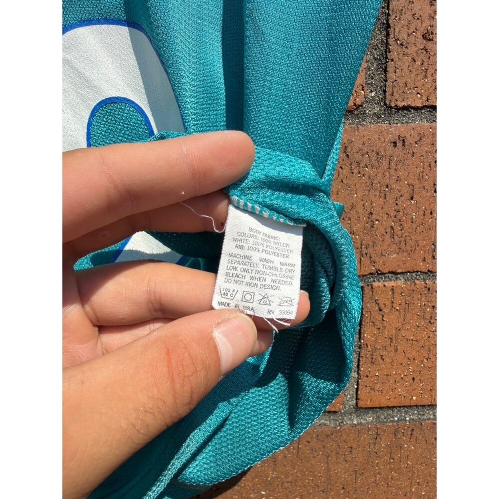 90s Champion Larry Johnson Vintage Teal Charlotte Hornets NBA Basketball Jersey - Picture 7 of 9